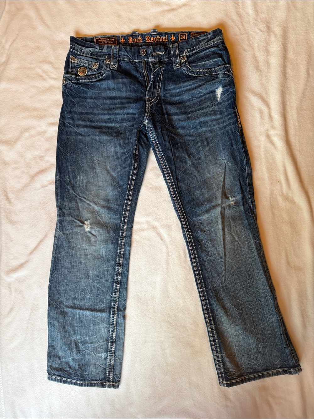 Rock Revival Men's Faded Indigo relaxed Straight Jeans
